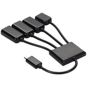 AddOn Networks 8in Micro-USB 2.0 (B) Male to USB 2.0 (A) Female Black Hub