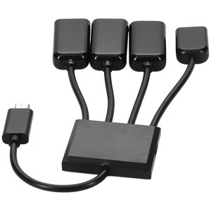 AddOn Networks 8in Micro-USB 2.0 (B) Male to USB 2.0 (A) Female Black Hub