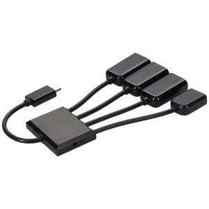 AddOn Networks 8in Micro-USB 2.0 (B) Male to USB 2.0 (A) Female Black Hub