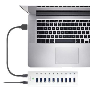 10 Port USB Hub with Charging - Aluminium Unibody with Power - Prime Series