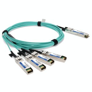 Intel X4AOCBL5 Compatible TAA Compliant 40GBase-AOC QSFP+ to 4xSFP+ Active Optical Cable (850nm, MMF, 5m)